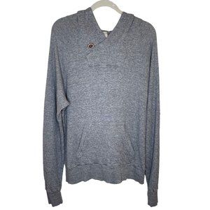 Josh Podoll Grey Crinkle Button Neck Hoodie, XL